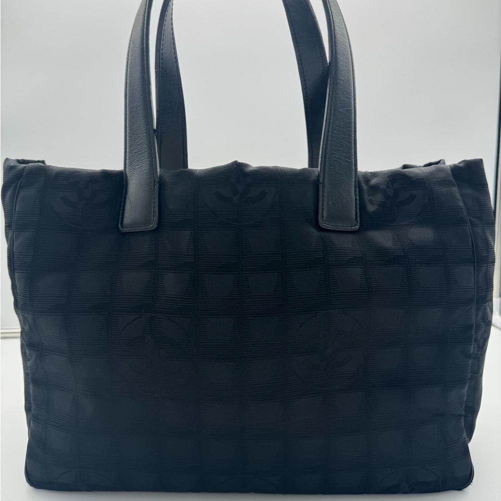 CHANEL Black Tote Bag with Leather Handles